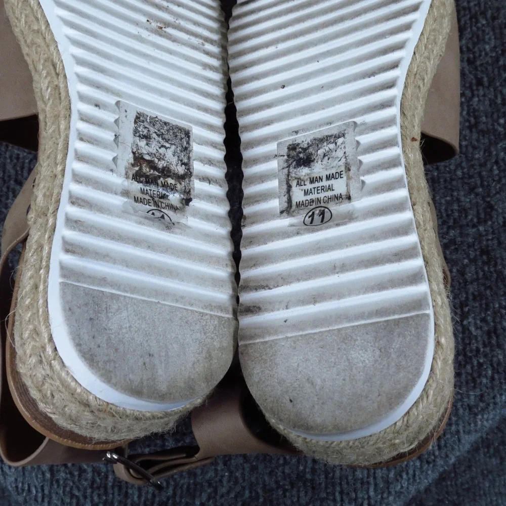 Soda Topic-S‎ Women Platform Espadrille Wedge Sandals Size 11 Casual Taupe Tan